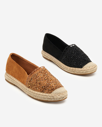 Black women's espadrilles with cubic zirconias Pashea - Footwear