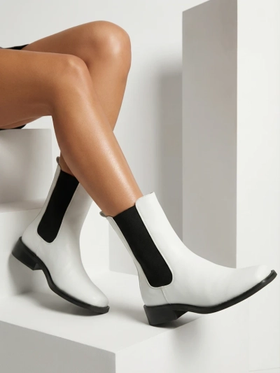 Astra Women's Ankle Boots White Leather Elegant for Autumn