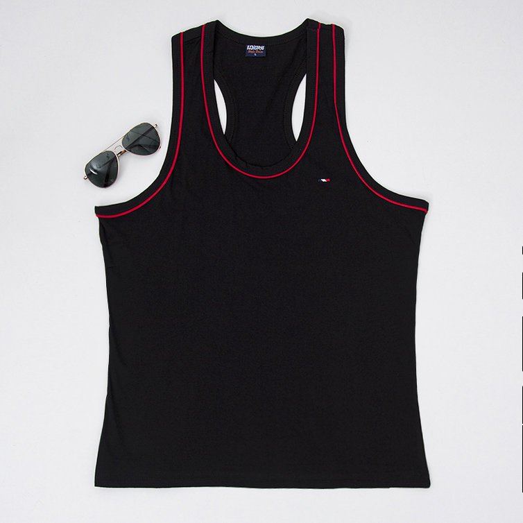 Cotton Black Men's Sleeveless T-Shirt - Clothing