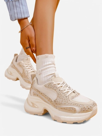 Royalfashion Women's Sports Sneakers with Rhinestones Bloss