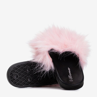 Pink children's slippers with fur Miaue - Footwear 1