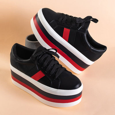 Black women's sports shoes on a thick Jemita platform - Footwear