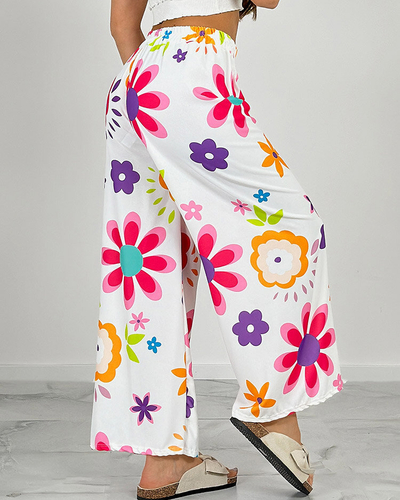 Royalfashion Women's wide floral fabric pants
