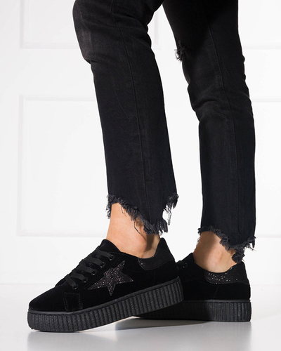 Black Estreni Women's Velor Sneakers - Footwear