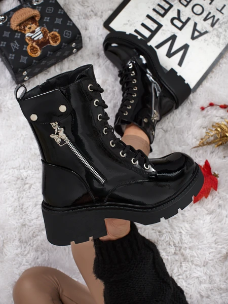 Women's Patent Worker Boots Seray