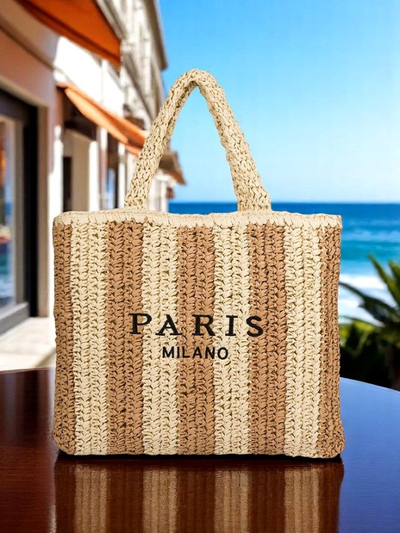 Royal Fashion Large Straw Women's Handbag, Straw Stripe