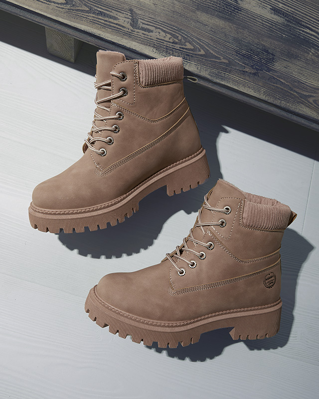 Темно-розовые женские утепленные сапоги-трапперы Teruna - Обувь