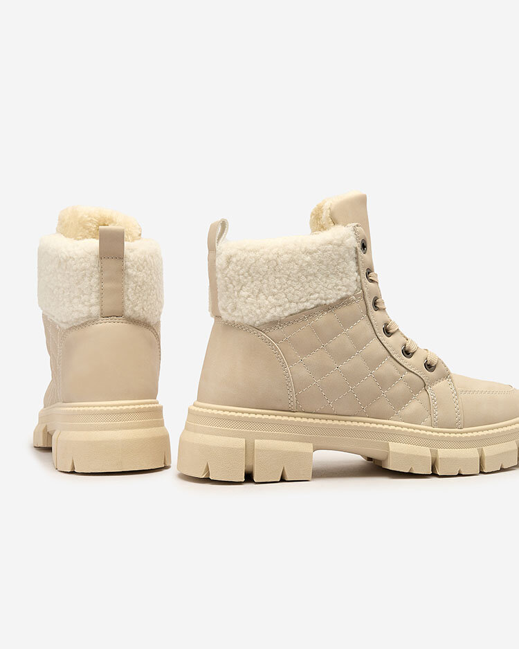 Royalfashion Beige women's insulated trapper boots Hogenaf