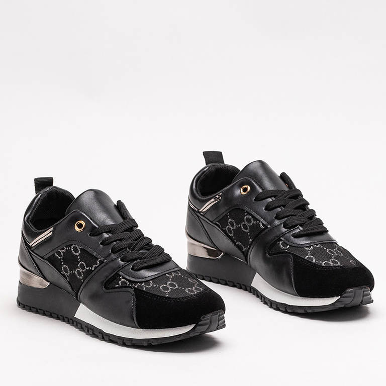 Black women's sports shoes with Engla print - Footwear