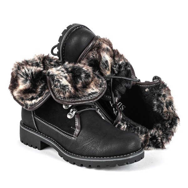 Black boots with a roll up shaft Briathos - Footwear