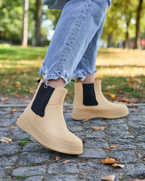 Royalfashion Bēšas krāsas sieviešu zābaki a'la sniega zābaki Uteris