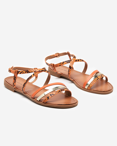 Oranžas sieviešu sandales a'la čūskas āda Elione - Apavi