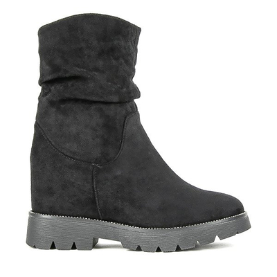 Black boots with a covered wedge Yetna - Footwear
