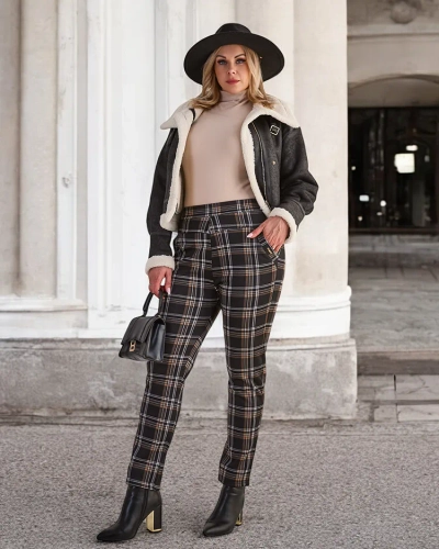 Royalfashion Warmed sieviešu tegingu bikses PLUS SIZE