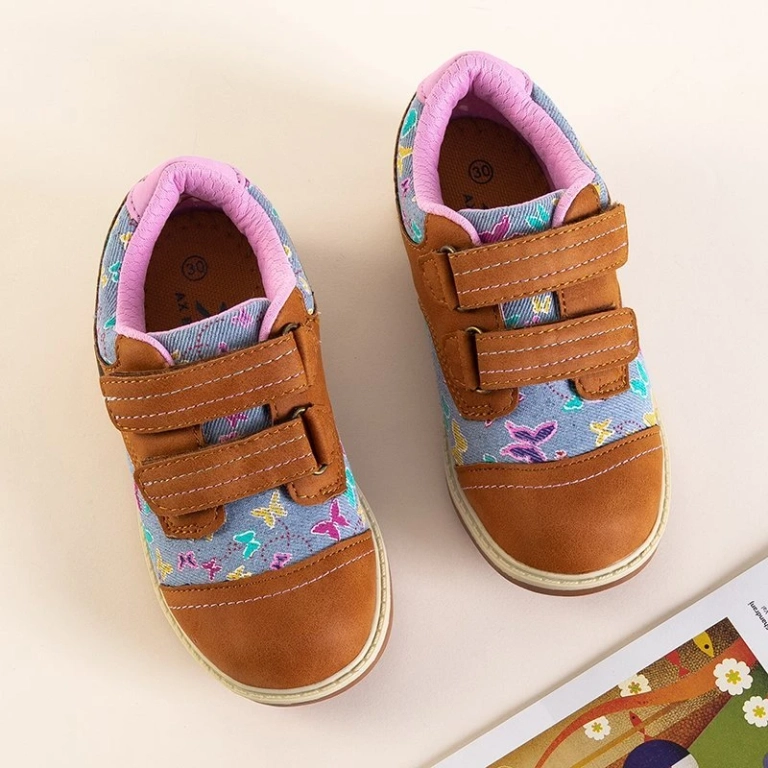 Коричневые детские кроссовки с голубыми вставками Florisa