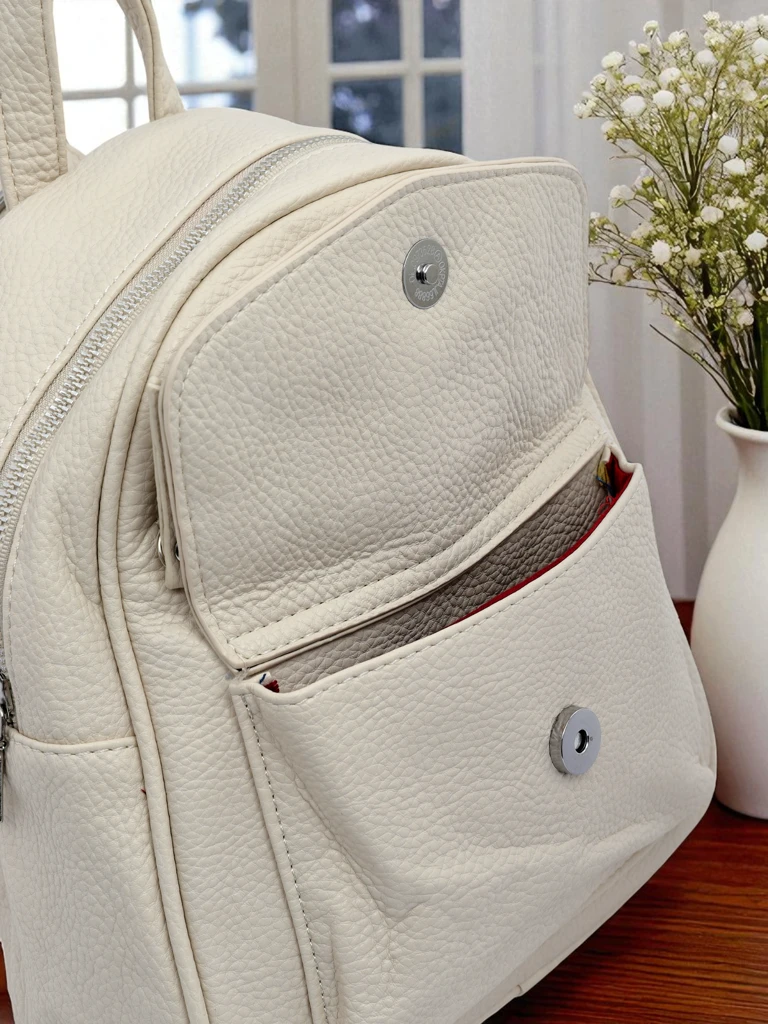 Astrea Classica women's eco-leather backpack in white and beige