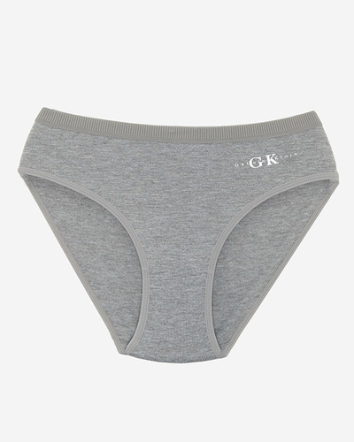 Gray cotton women's briefs with inscription - Underwear
