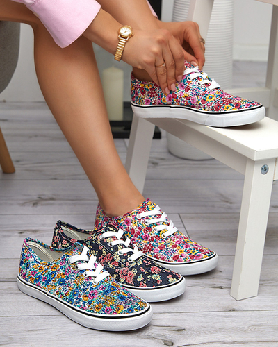 Blue women's floral sneakers Sertoli - Footwear