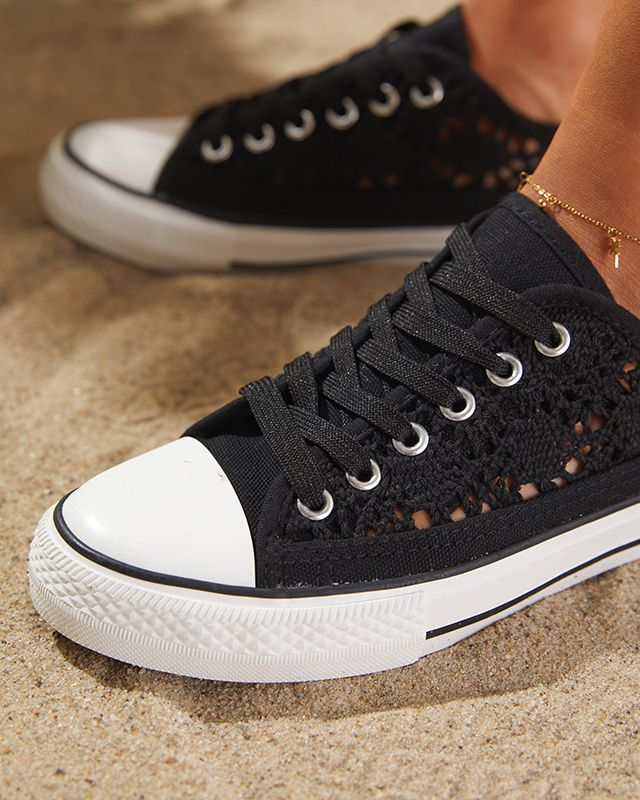 Черные женские ажурные кеды Tareni