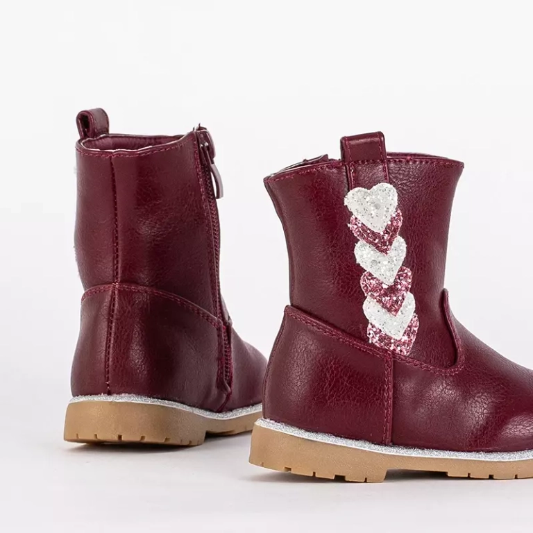 OUTLET Maroon girls' boots with decorative upper Nokimi- Footwear
