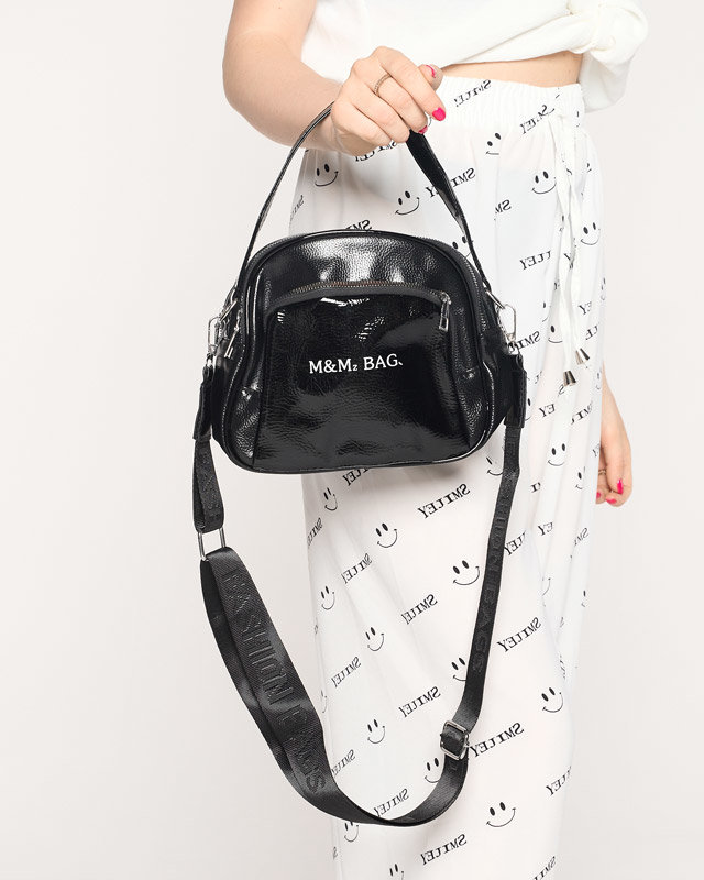 Black women's small handbag with white inscription - Accessories