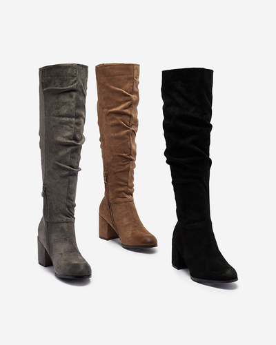 Women's black boots on the post in black Beroll- Footwear