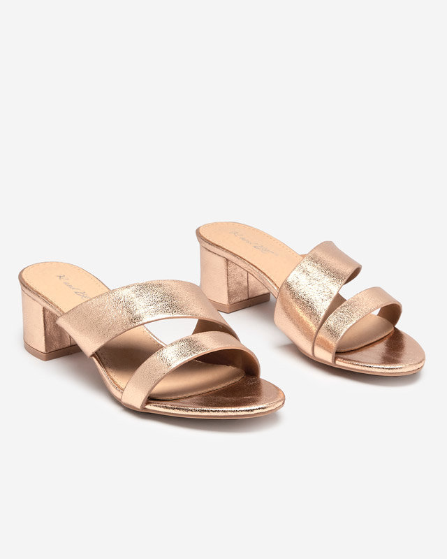 Gold-pink women's heeled flip-flops Stepho- Footwear