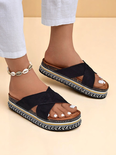 Royalfashion Women's Flat Soled Flip-Flops Solea Deco