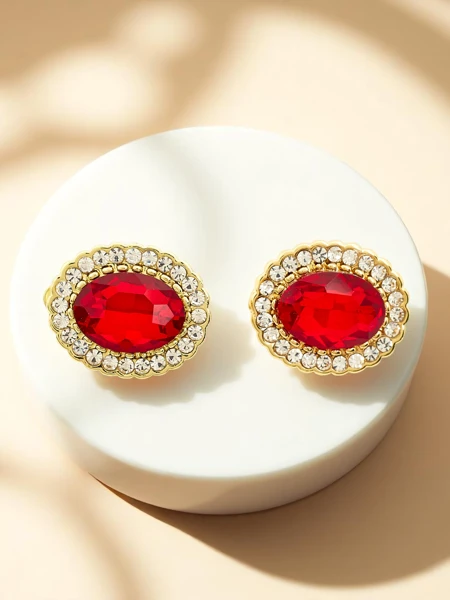 Royalfashion Women's clip-on earrings with crystal and cubic zirconia