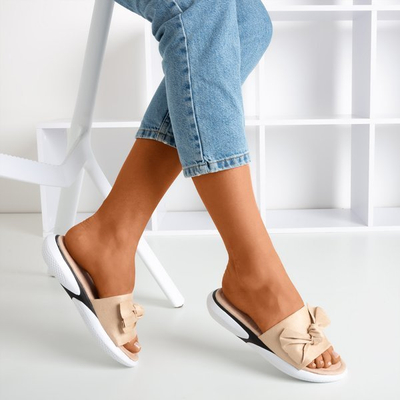 Beige flip-flops with a bow Semuala - Footwear 1