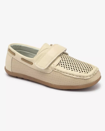 Children's openwork moccasins in beige Nexxc- Footwear