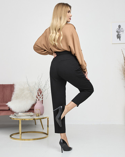 Sieviešu brūna, gara, satīna blūze ar piesiešanu - Apģērbs