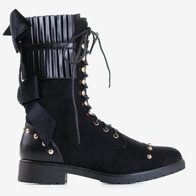 Black women's boots with Farida ornaments - Footwear