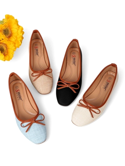 Royalfashion sieviešu baleta kurpes ar mirdzumu un loku Aramie