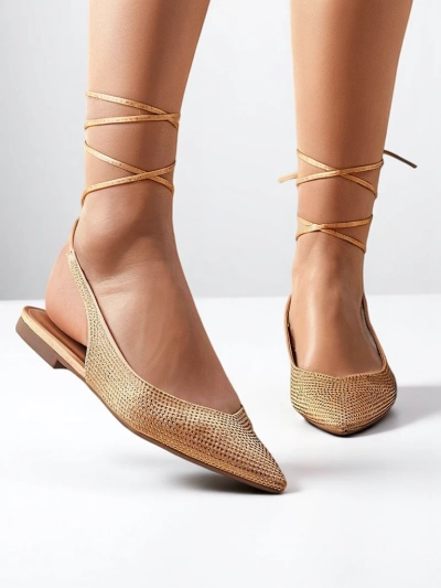 Royalfashion Sieviešu baleta kurpes ar rhinestones bez papēžiem Daggas