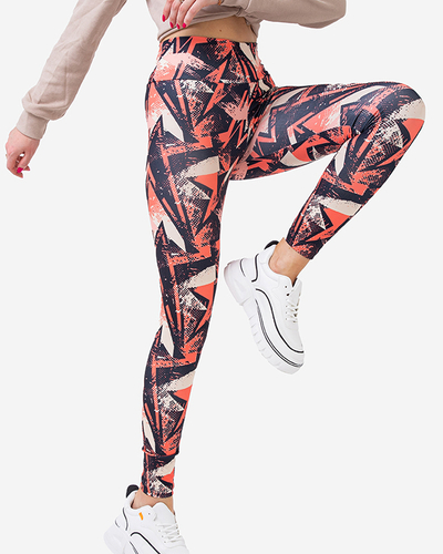Orange patterned high-waisted leggings - Clothing