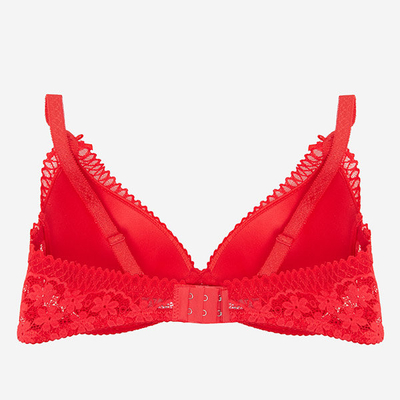 Women's red bra with lace - Underwear