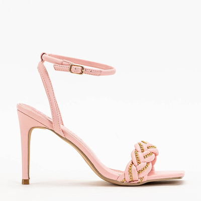 Pink women's sandals on a high heel Tenedi - Footwear
