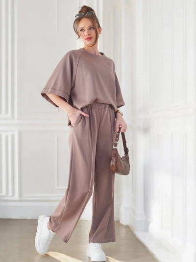 Royalfashion Women's set with short sleeves and wide trousers