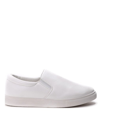 Białe slip on z eko skóry - Obuwie