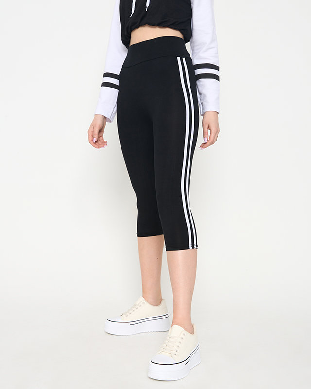 Black women's leggings with stripes - Clothing