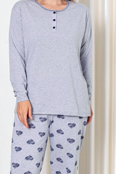 Royalfashion Женский хлопковый пижамный комплект из двух предметов PLUS SIZE
