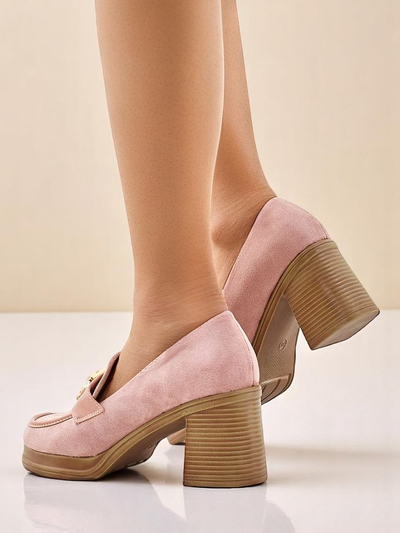 Royalfashion Women's Moccasins on a Block Heel Qeroy