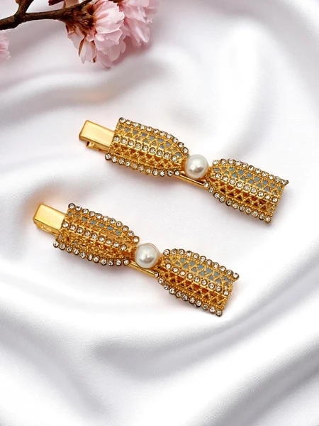 Royalfashion Hair clip with rhinestones in the shape of bows Bow Sparkle