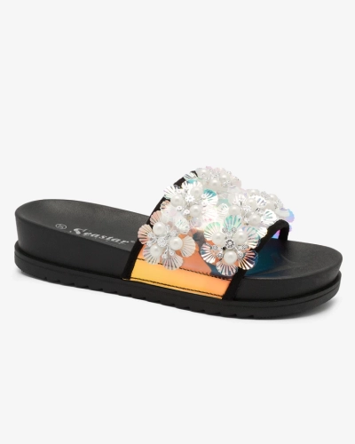 Royalfashion Black women's decorated Maurelle flip-flops