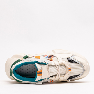 Beige women's sports shoes with colored inserts Deroni - Footwear