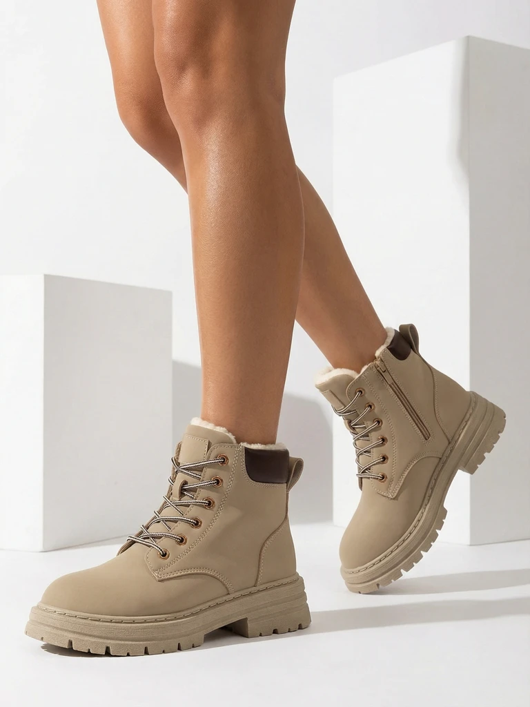 Royalfashion Pelēki brūni sieviešu siltinātie trapper zābaki Radoras