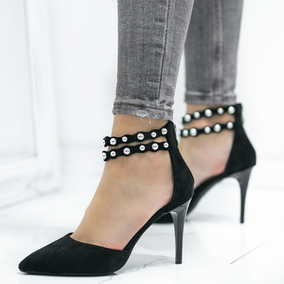 Black high heels with a decorative buckle Dayene - Footwear