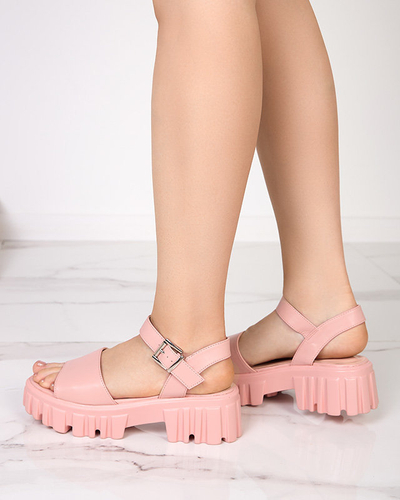 OUTLET Pink women's sandals on a thicker sole Nerile - Shoes