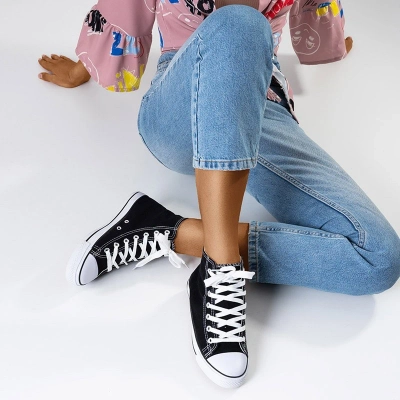OUTLET Black women's high-top sneakers Tonet - Footwear